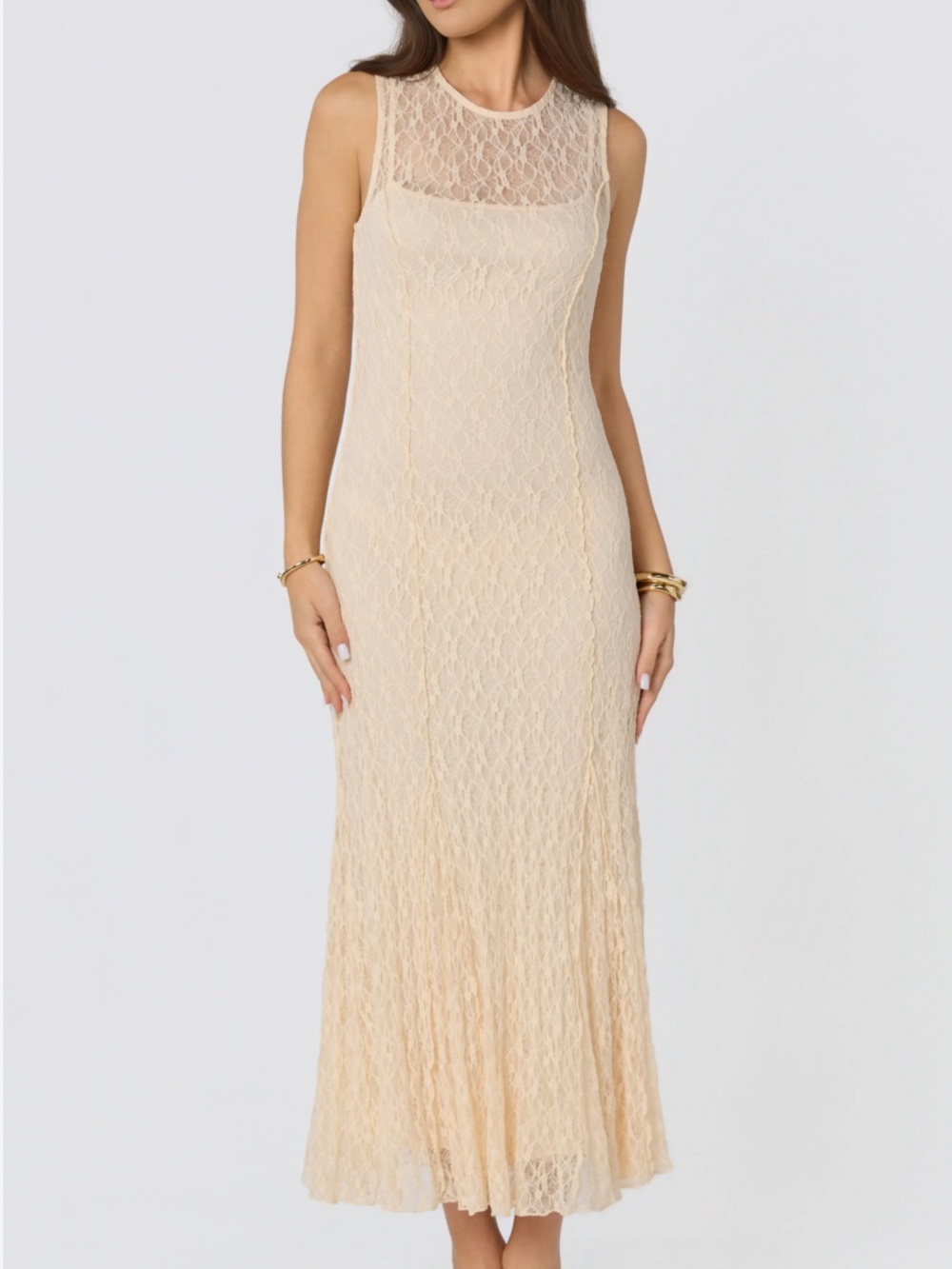ASTR the Label Womens Annabelle Lace Overlay Midi Blush Dress, Size Large